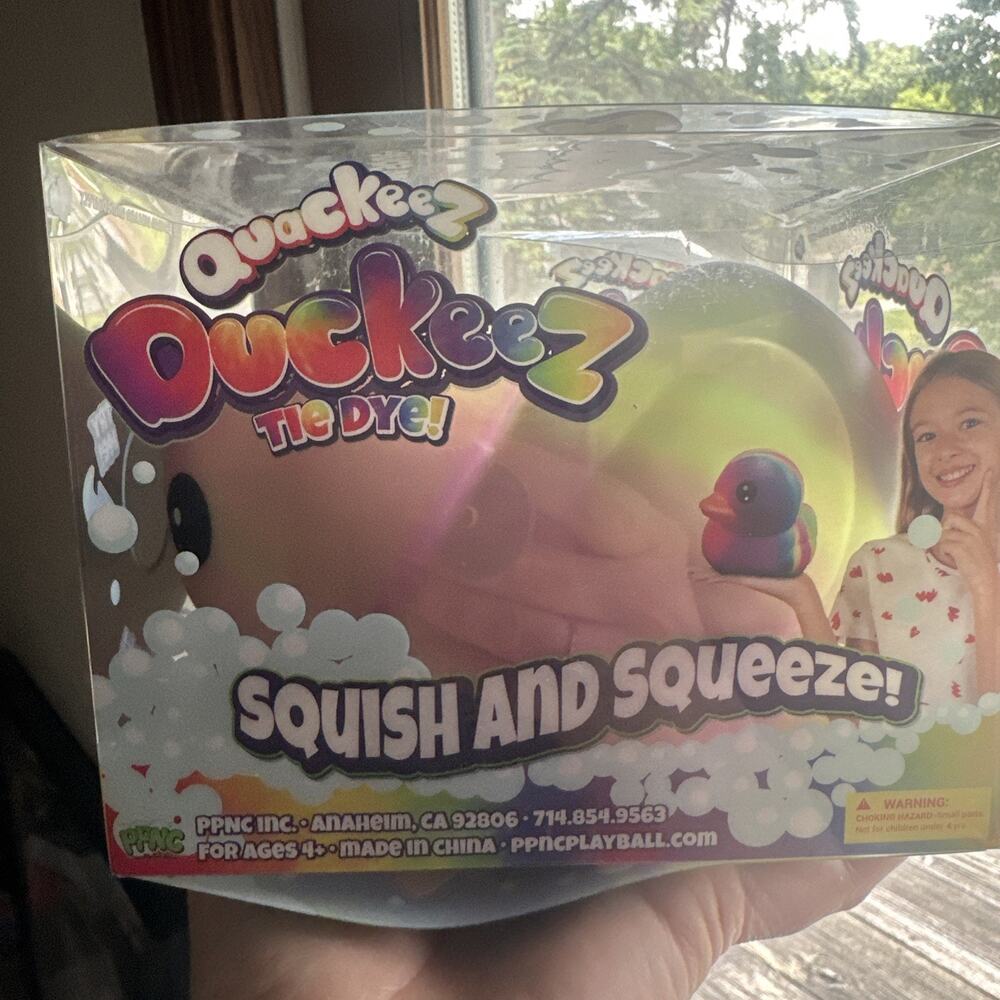 Quackeez Duckeez Tie Dye Squish & Squeeze Tactile Toy, Yellow 4+